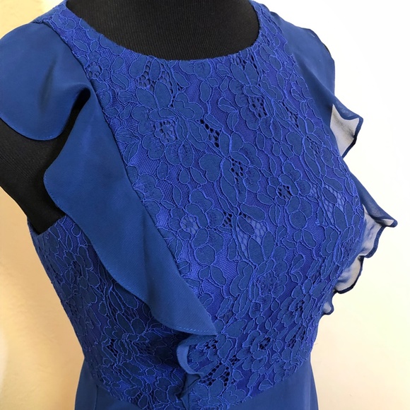Aidan Mattox Blue Gown Ruffle and Lace Size 4 - Picture 8 of 16